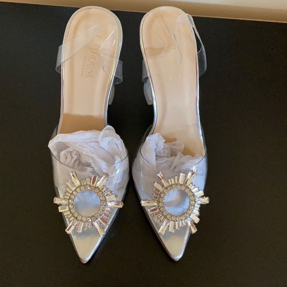 Amina Muaddi Dupes! Catherine Malandrino Clear Heels!
